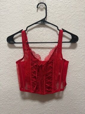 VICTORIA'S SECRET 
DREAM ANGELS UNLINED LACE UP CORSET BRA TOP